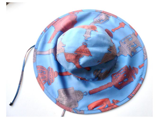Hermès Cappello in seta Merveilleuses Lanternes Blu T59 - vista 13