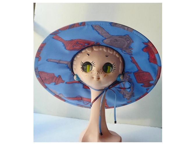 Hermès Cappello in seta Merveilleuses Lanternes Blu T59 - vista 3