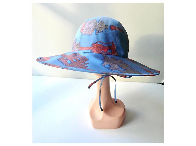 Hermès Cappello in seta Merveilleuses Lanternes Blu T59 - vista 5