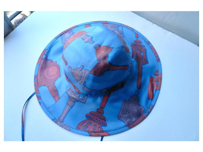 Hermès Cappello in seta Merveilleuses Lanternes Blu T59 - vista 6