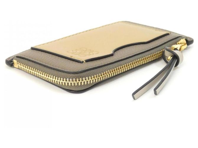 Portafoglio monete in pelle di vitello Loewe beige e oro D'oro - vista 3