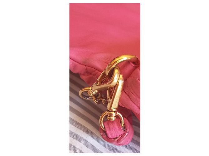 Mala de mão Miu Miu em couro acolchoado rosa com cristais - vista 7