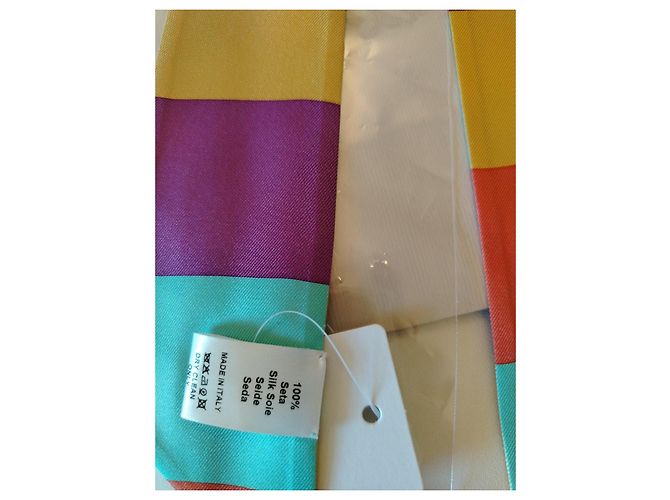 Tiffany & Co. Seidentuch mit buntem Print Mehrfarben Grün Orange Lila Gelb - Ansicht 6