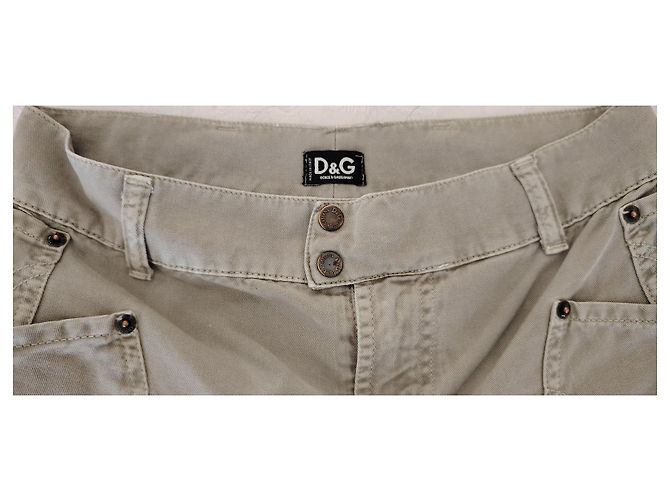 Dolce & Gabbana Pantalones acampanados de algodón Kaki Beige Verde claro - vista 2