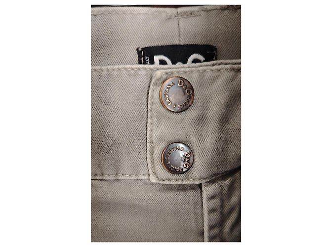 Dolce & Gabbana Pantalones acampanados de algodón Kaki Beige Verde claro - vista 4