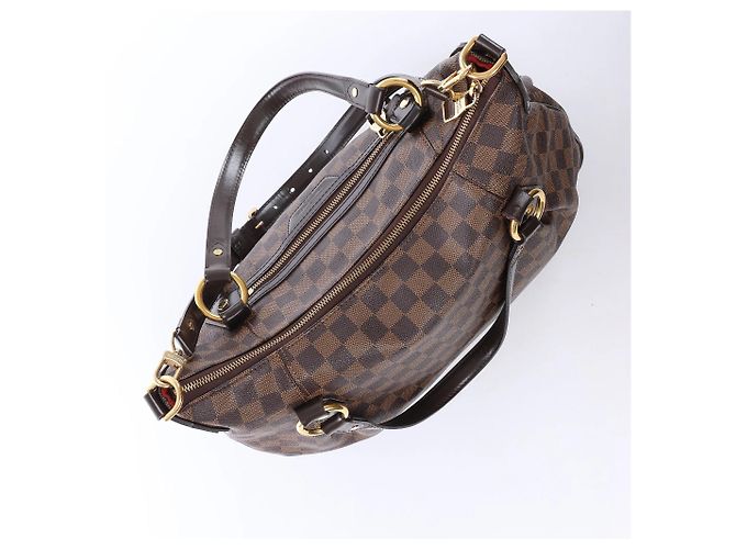 Borsa a tracolla Louis Vuitton Ivorie MM Damier Ebene marrone N41131 Rosso - vista 16