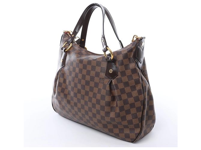 Borsa a tracolla Louis Vuitton Ivorie MM Damier Ebene marrone N41131 Rosso - vista 4
