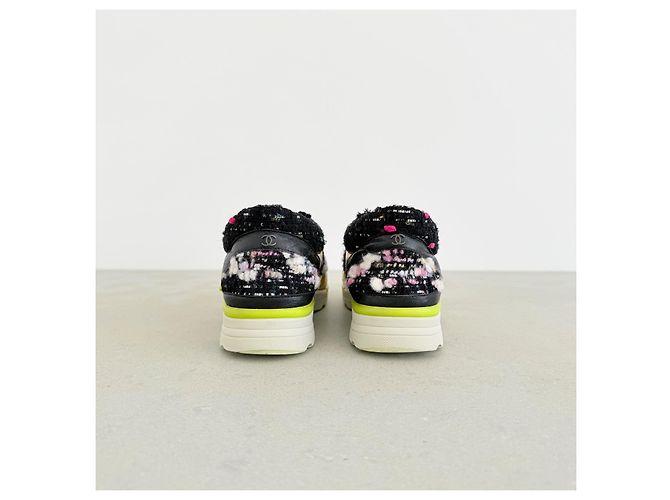Chanel Sneakers Chunky in Tweed e Pelle Oro Nero Multicolore D'oro - vista 5