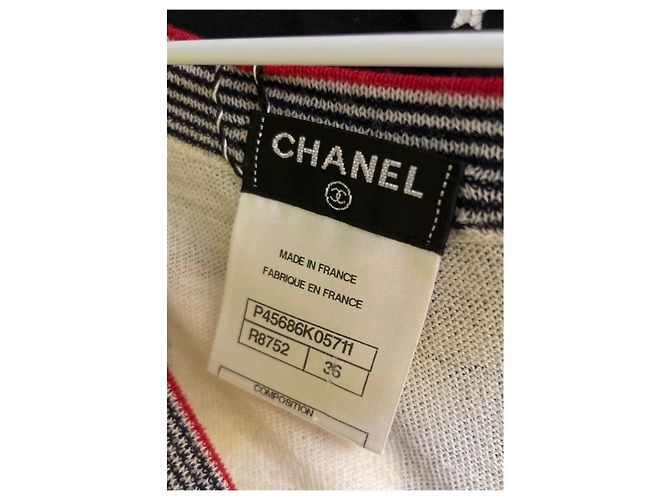 Chanel Kleid mit beige gestreiftem Print - Größe FR36/S gebraucht - Ansicht 5