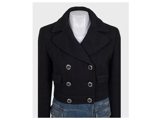 Abrigo cruzado de materiales mixtos Dolce & Gabbana 44/L De segunda mano - vista 4
