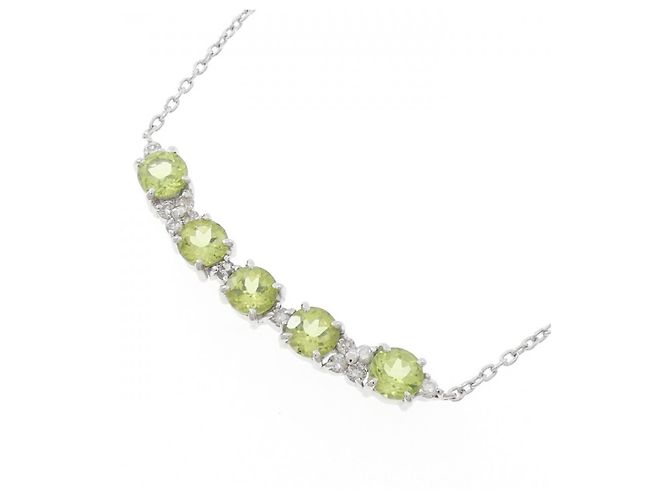 Autre Marque Collana in Peridoto e Diamante Pt900 Pt850 Verde - vista 3
