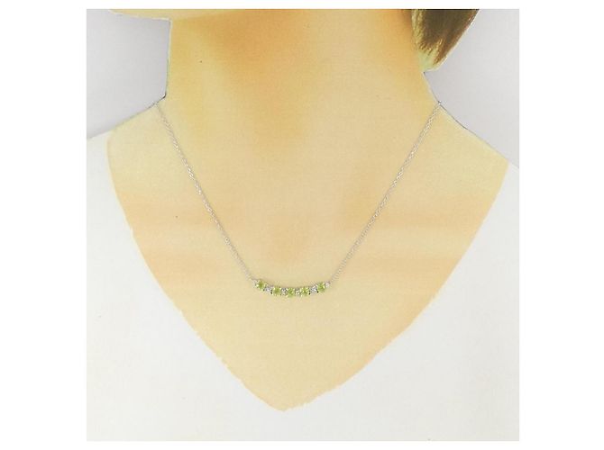 Autre Marque Collana in Peridoto e Diamante Pt900 Pt850 Verde - vista 6