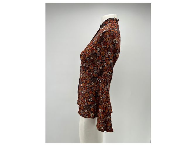 Camicetta Antik Batik floreale arancione in cotone - vista 3