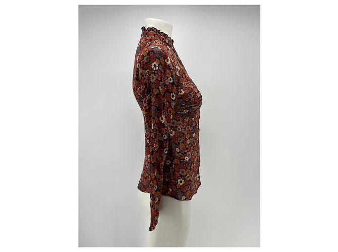 Camicetta Antik Batik floreale arancione in cotone - vista 4