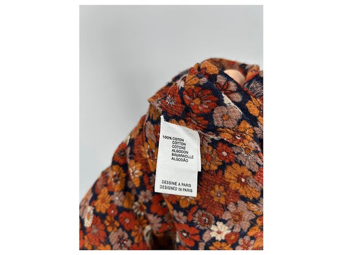 Camicetta Antik Batik floreale arancione in cotone - vista 5