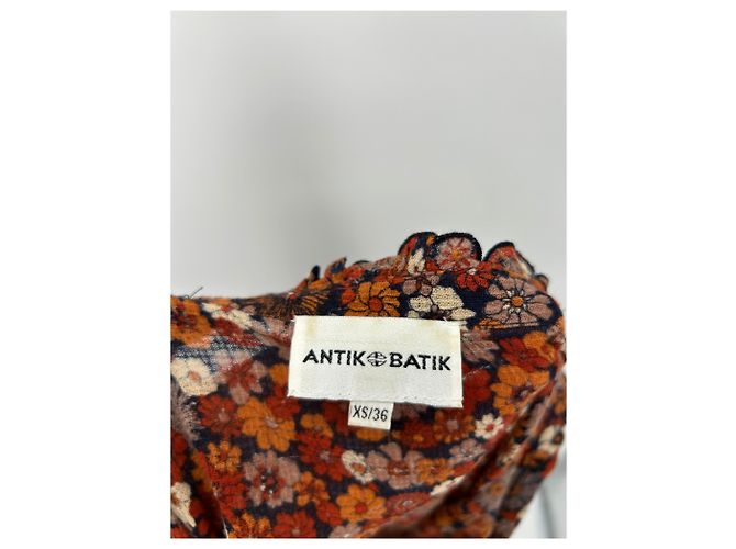 Camicetta Antik Batik floreale arancione in cotone - vista 6