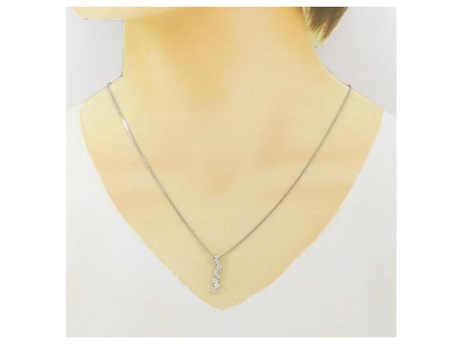 Autre Marque PT850 Platin 0.41CT Diamant Halskette Silber - Ansicht 6