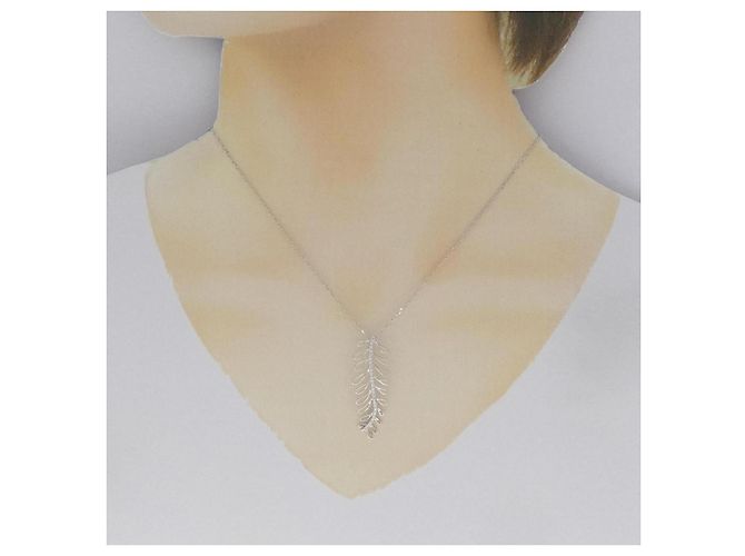 Autre Marque Collana piuma in diamanti e oro bianco Au750 Argento - vista 6
