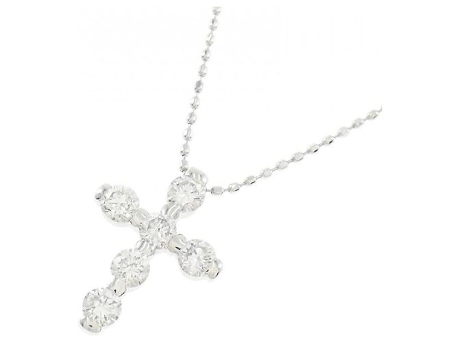 Autre Marque Collana a Croce con Diamanti e Platino Argento - vista 3