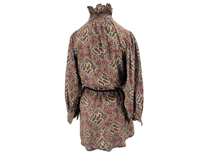 Antik Batik Abito stampato multicolore con cintura Marrone - vista 2