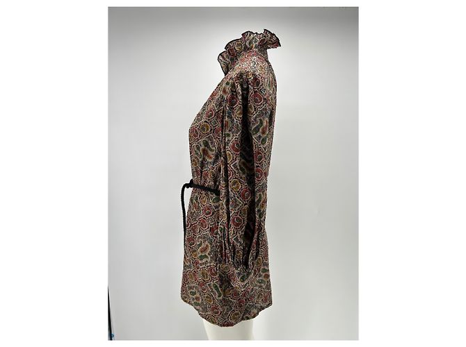 Antik Batik Abito stampato multicolore con cintura Marrone - vista 3