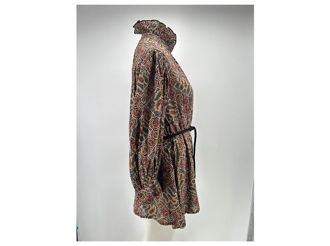 Antik Batik Abito stampato multicolore con cintura Marrone - vista 4