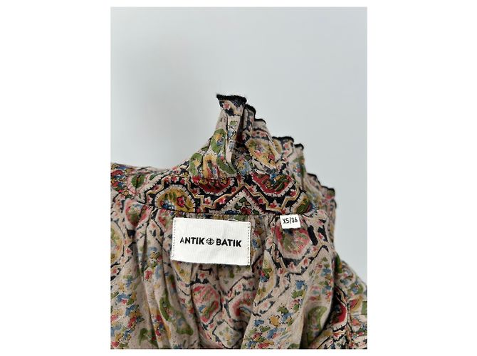Antik Batik Abito stampato multicolore con cintura Marrone - vista 5