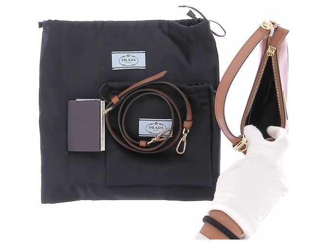 Prada Borsa "Arqué" in pelle marrone Cammello - vista 7
