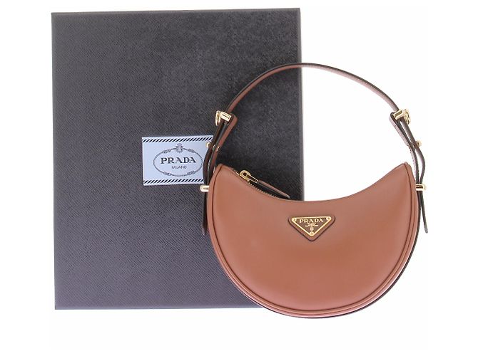 Prada Borsa "Arqué" in pelle marrone Cammello - vista 8