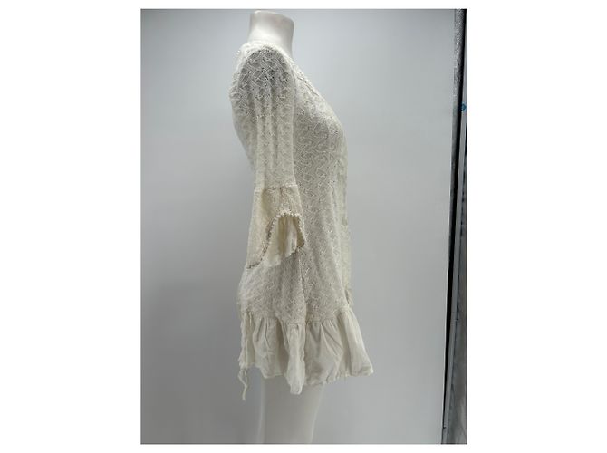 Autre Marque Vestido blanco con botones Cream - vista 4