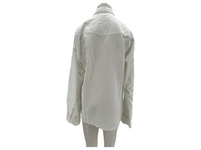 Autre Marque Officine Generale Weißes Leinenhemd M - Ansicht 2