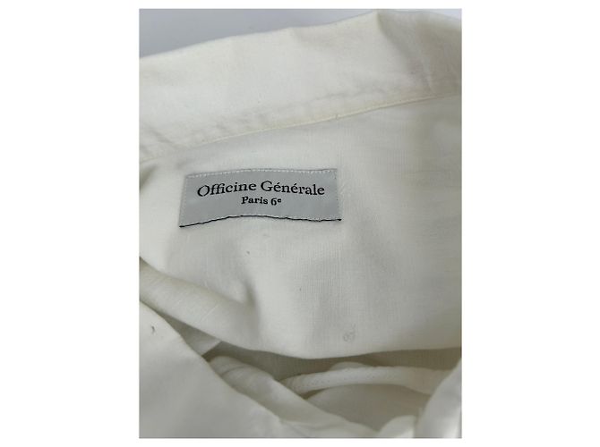 Autre Marque Officine Generale Weißes Leinenhemd M - Ansicht 5