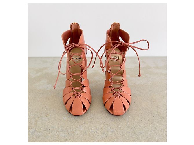 Sandali con tacco a spillo in pelle con lacci Francesco Russo 35.5 – Blush Pink Rosa - vista 3