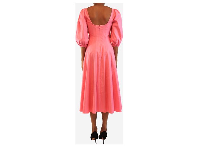 Staud Pink Swells Leinen-Midikleid - Größe UK 6 - Ansicht 2