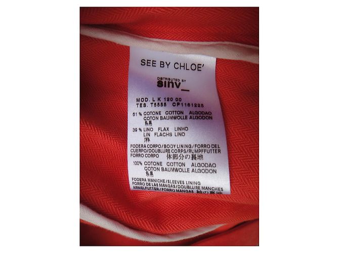 See By Chloé Trench in cotone e lino color corallo - vista 6