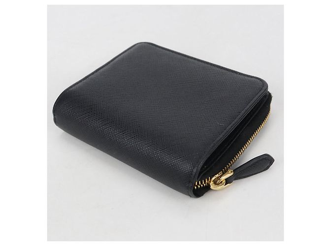 Cartera bi-fold Prada Saffiano de cuero negro - vista 2