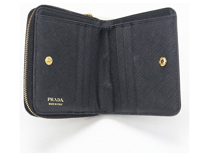 Cartera bi-fold Prada Saffiano de cuero negro - vista 3