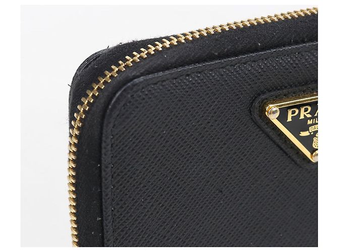 Cartera bi-fold Prada Saffiano de cuero negro - vista 7