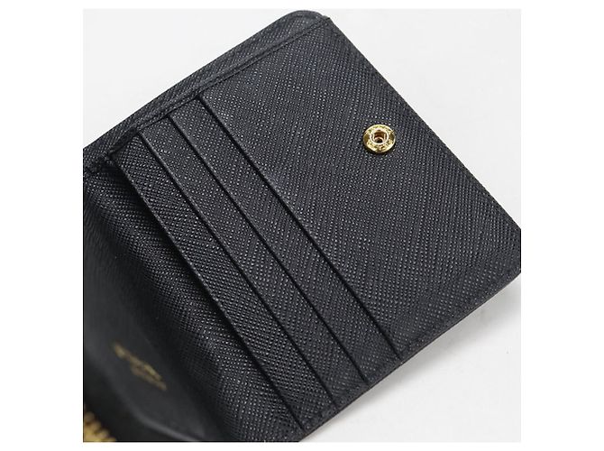 Cartera bi-fold Prada Saffiano de cuero negro - vista 8