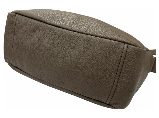 Borsa a tracolla in pelle Vitello Daino con logo triangolo Prada Grigio - vista 5