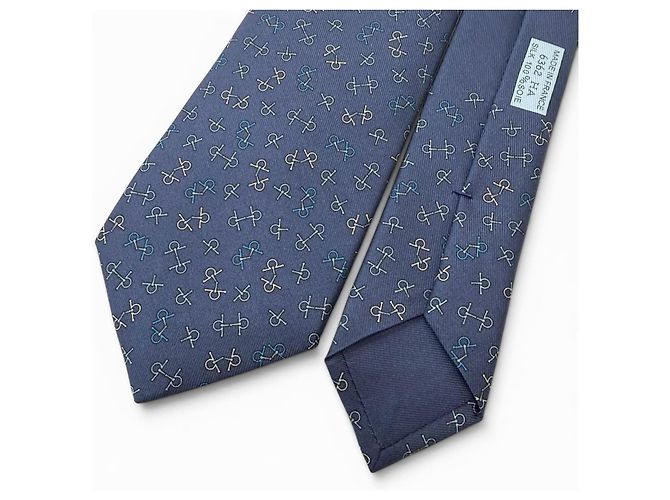 Cravatta Hermès in seta blu - vista 3