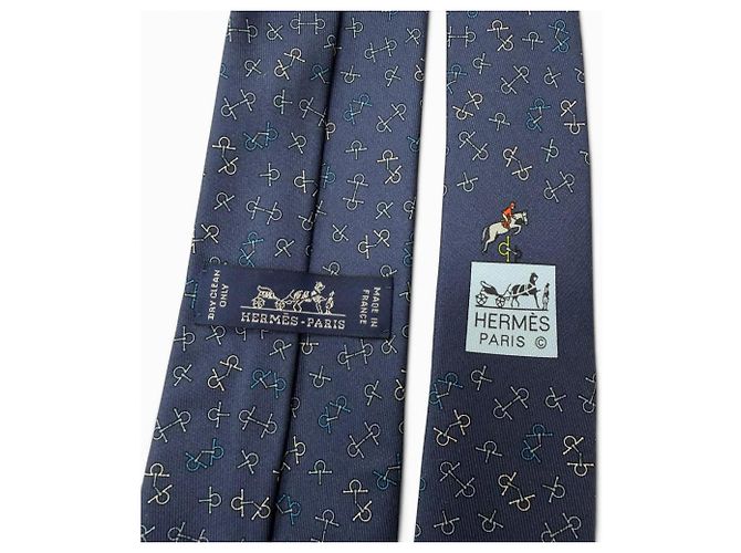 Cravatta Hermès in seta blu - vista 5