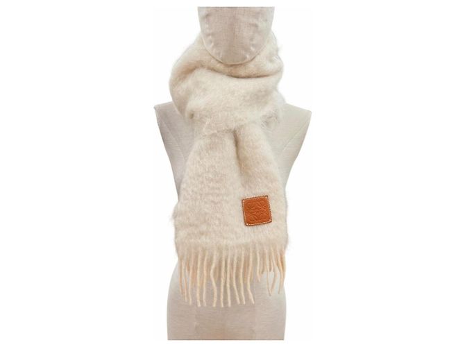 Stola in lana e mohair avorio Loewe Crudo - vista 3