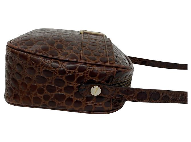 Borsa a tracolla pochette in pelle con logo hardware Vara Salvatore Ferragamo Marrone - vista 6