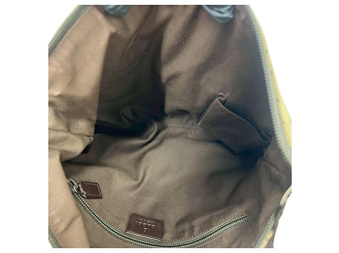 Bolsa de ombro GUCCI em lona monograma GG e couro perfurado Marrom Bege - vista 9