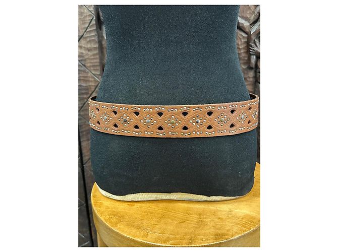 Max Mara Ledergürtel braun mit Nieten - Ansicht 3