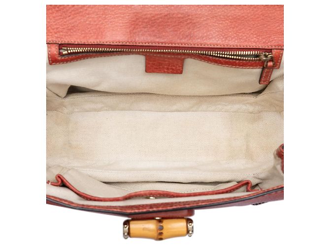 Borsa Gucci Red Medium in pelle New Bamboo Rosso - vista 4