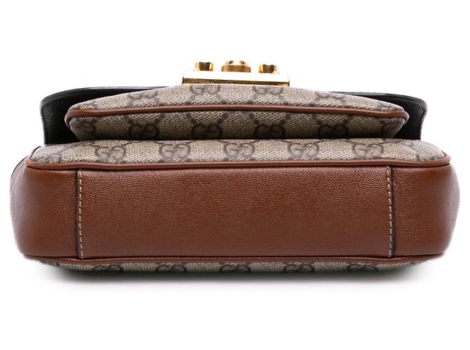 Borsa Gucci Beige Mini GG Supreme e pelle di vitello Padlock Flap Pocket - vista 3