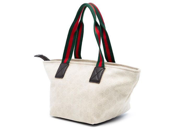 Gucci Brown GG Canvas Web Tote Braun Beige - Ansicht 2