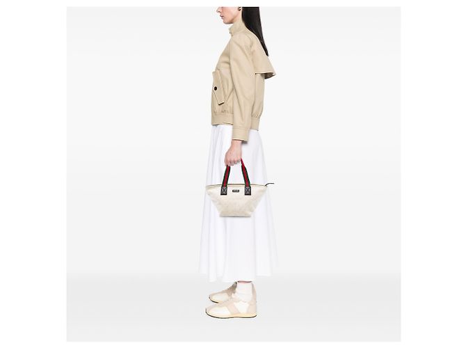 Gucci Brown GG Canvas Web Tote Braun Beige - Ansicht 7